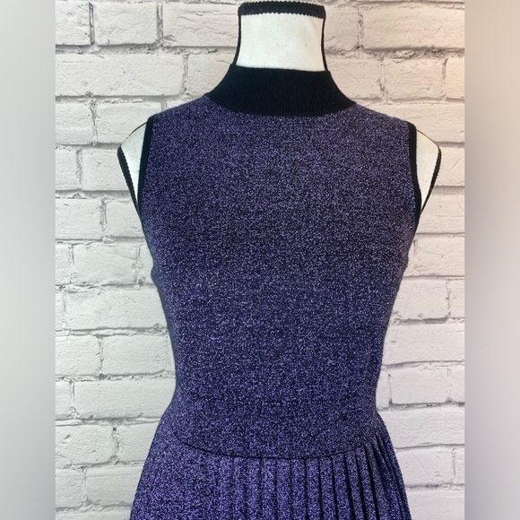 Kate Spade New York Purple Metallic Sweater Dress Pleated Skirt size Small - Picture 4 of 13